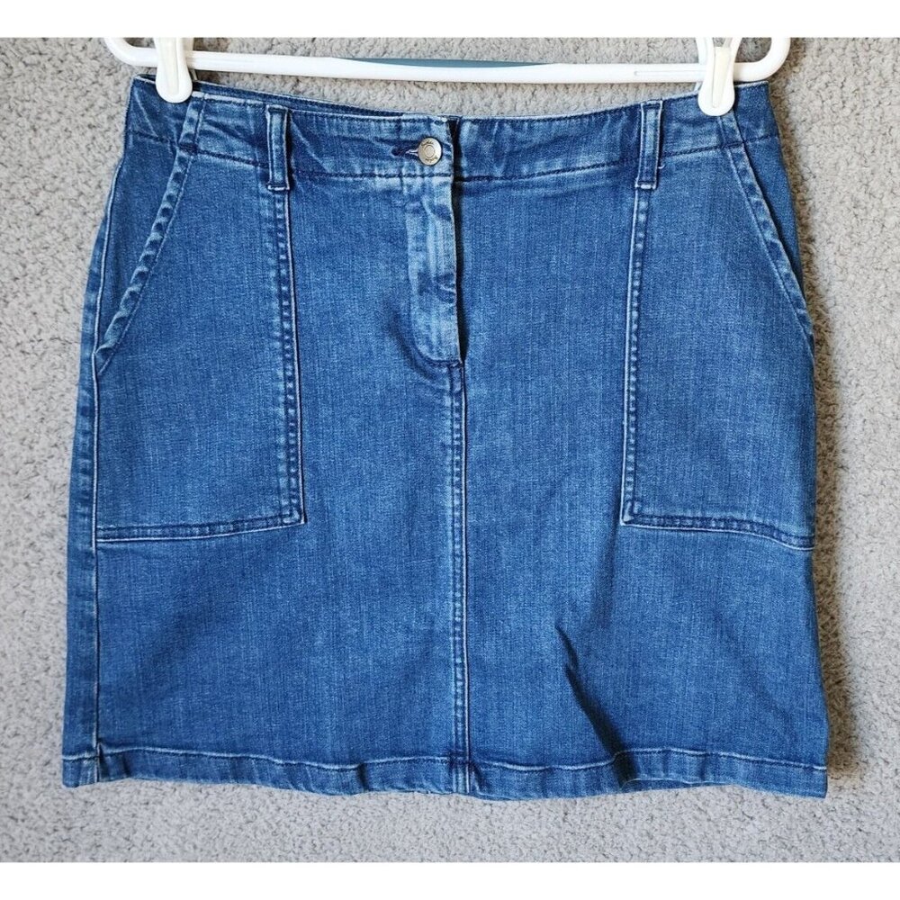 Boden Women's Straight Pencil Denim Skirt Stretch Cotton Medium Wash Blue Size 8